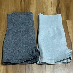 2 Seamless Gray Workout Shorts Size L | High Rise Gym Bundle